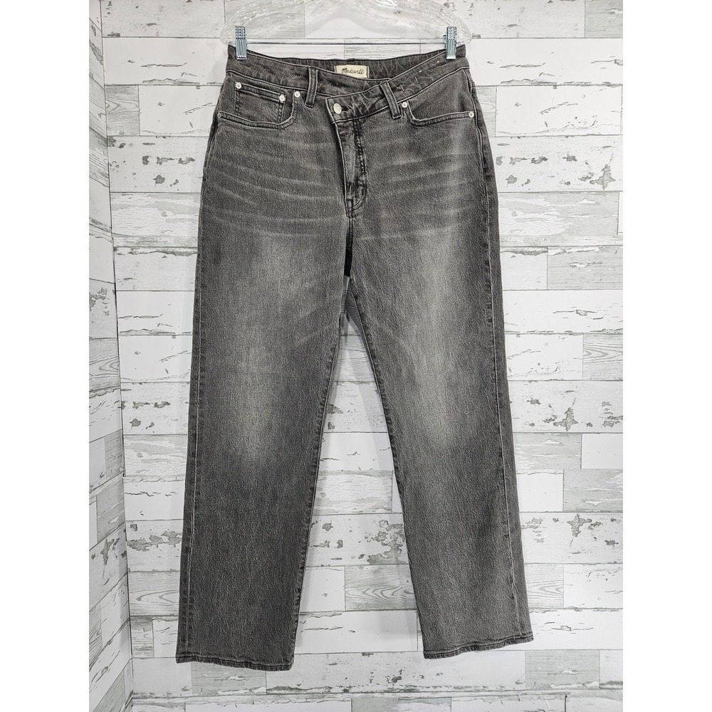 Madewell Curvy 90s Straight Jeans Faded Black Asymmetric Fly 30